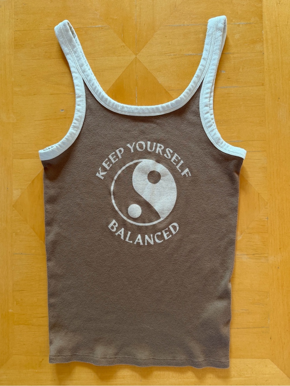Yin Yang Keep Yourself Balanced Tank Y2K Boho Spiritual Hippie Chic Retro